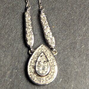 Diamond necklace with attached chain in sterling